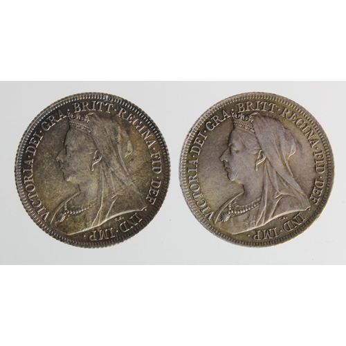 250 - Shillings (2): 1900 toned GEF, and 1901 toned GEF