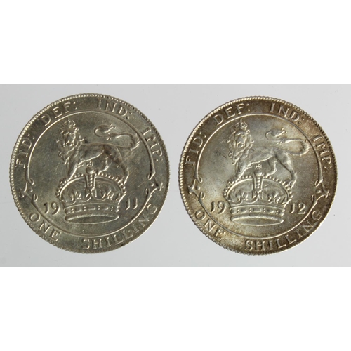 251 - Shillings (2): 1911 EF, and 1912 lightly toned AU