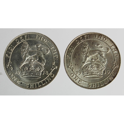 253 - Shillings (2): 1918 GEF, and 1919 nEF