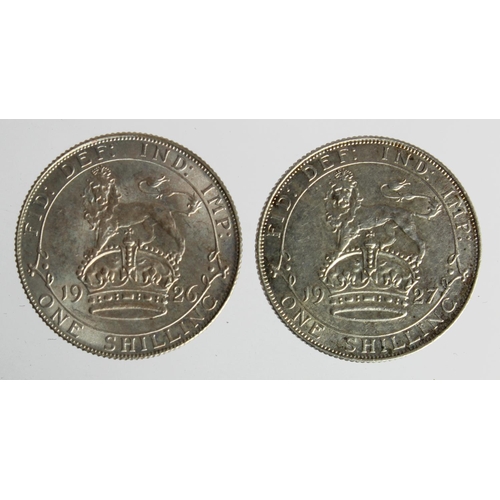 254 - Shillings (2): 1926 mod eff, AU, and 1927 mod eff, aEF