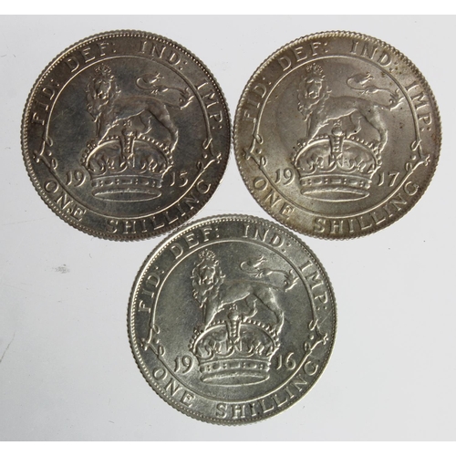 257 - Shillings (3): 1915 EF, 1916 EF, and 1917 EF