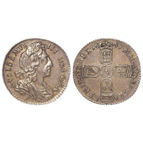 258 - Sixpence 1697 S.3538, toned GVF