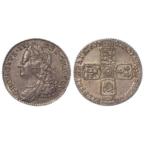 266 - Sixpence 1757 toned EF