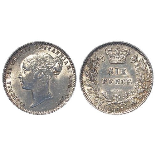 280 - Sixpence 1877 no die number, GEF