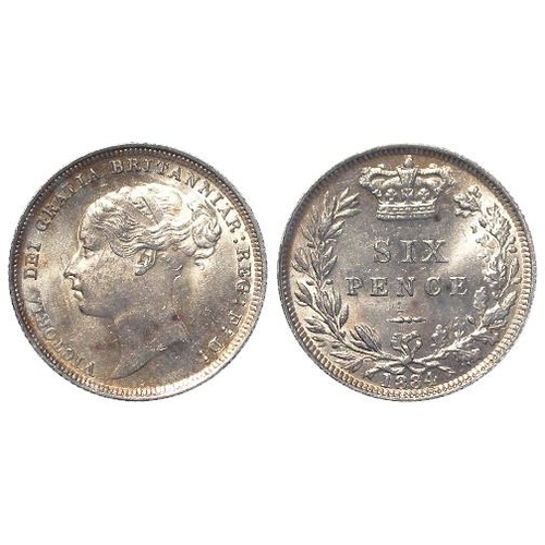 284 - Sixpence 1884 lightly toned GEF, faint scratch.