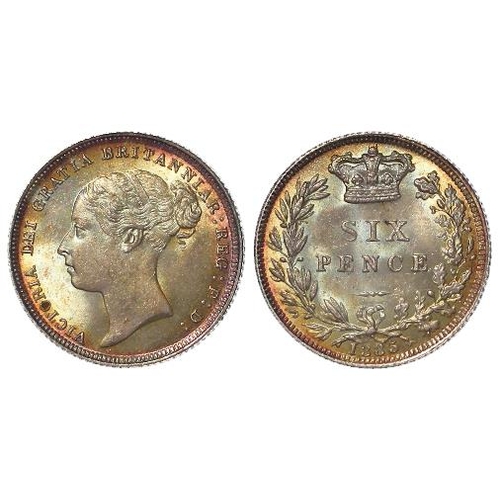 285 - Sixpence 1885 choice iridescent toned UNC