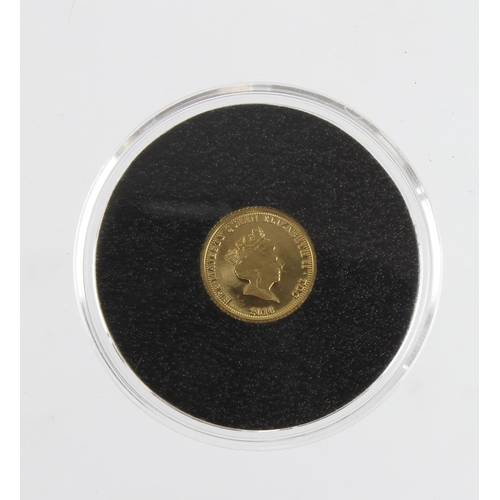 414 - Tristan da Cunha gold Quarter Sovereign 2016 '90th Birthday of H.M. Queen Elizabeth II', BU in capsu... 