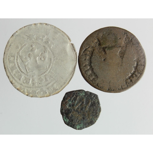 433 - World Coins (3): Czechoslovakia, Wenceslas II AR gros Fine, along with Scotland: Francis & Mary Hard... 