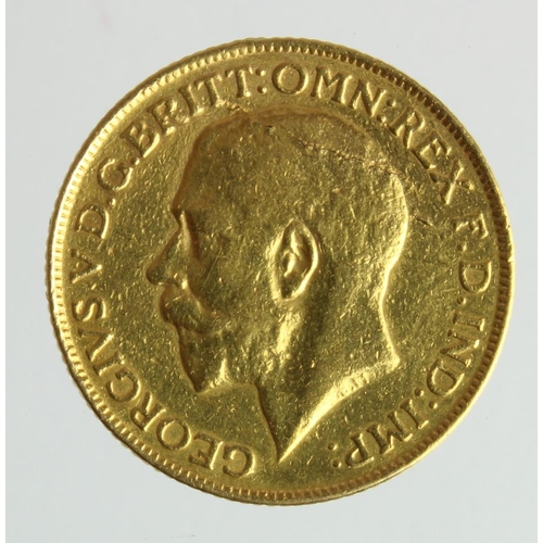 45 - Sovereign 1912, ex-mount nVF, surface flaw obv.