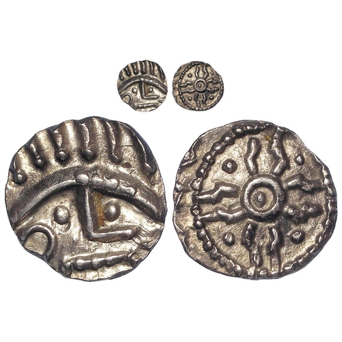 454 - Anglo-Saxon silver sceat, Primary Series E (680-710 AD) Porcupine / Stepped Cross type 53. Obv: Porc... 