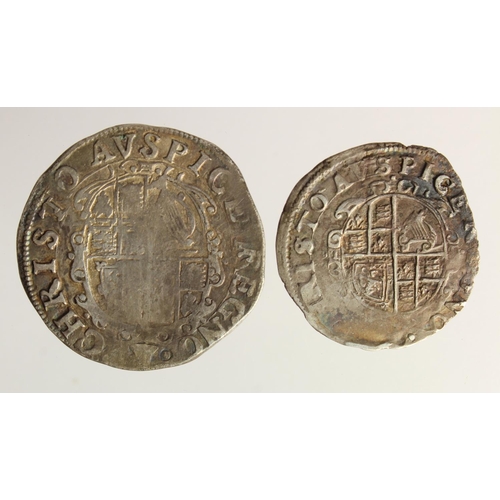 462 - Charles I (2): Shilling mm. Bell S.2791 nVF, and Sixpence mm. Crown S.2813 nF