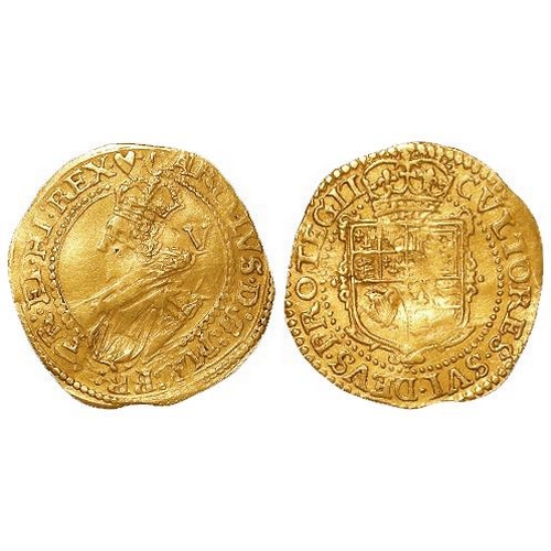 464 - Charles I gold crown mm. Heart (1629-30) S.2712, 2.19g, nVF, slightly double struck, a couple of fai... 