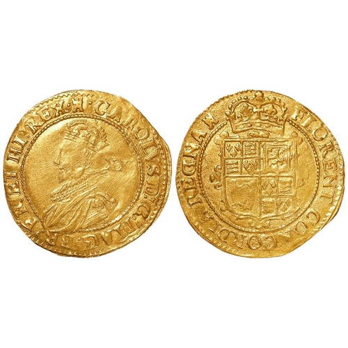 465 - Charles I gold Unite, second bust, mm. Castle, S.2687, 9.0g, nVF. Ex Lockdales Auction #? 2004, Lot ... 