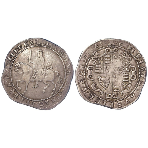 478 - Charles I silver crown of Exeter, dated 1645, mm. Castle, S.3062, 28.81g, nVF