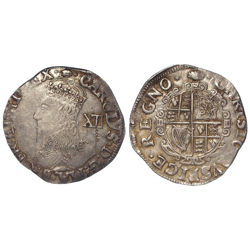 480 - Charles I silver shilling mm. Tun, large crude bust, S.2792, 6.04g, nVF, test mark obv.