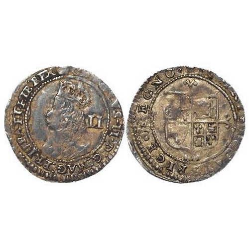 490 - Charles II hammered silver twopence, Third Issue, S.3326, 1.00g, toned VF
