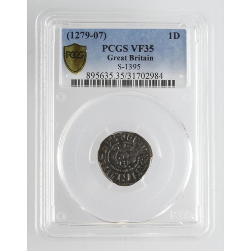 499 - Edward I silver penny of London, Class 4b, S.1395, slabbed PCGS VF35.