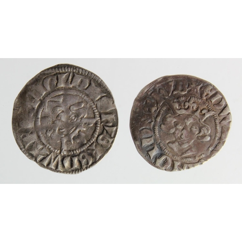 502 - Edward II silver pennies (2): Type 13 of London, S.1459, 1.41g, nVF; and Type 15a of Bury St Edmunds... 