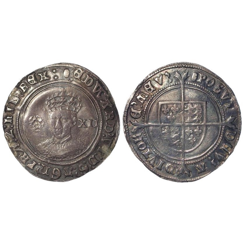 520 - Edward VI silver shilling, Fine Silver Issue 1551-3, mm. Tun, S.2482, 5.79g, toned nVF, trace ex-mou... 