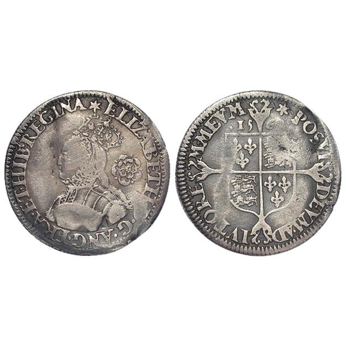 525 - Elizabeth I milled silver sixpence 1562 mm. Star, tall narrow bust, plain dress, S.2594, 3.26g. Unbe... 
