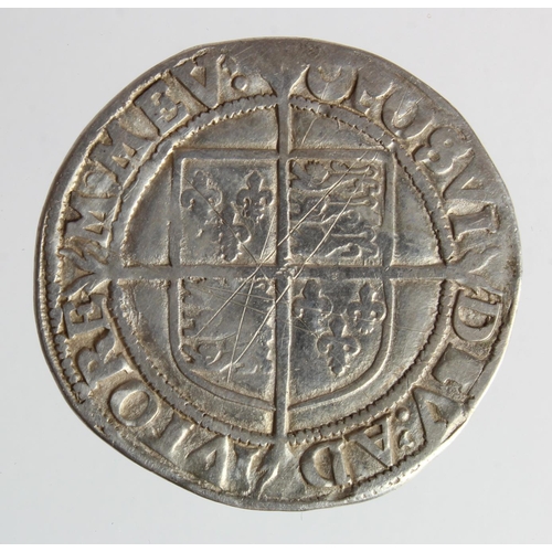 527 - Elizabeth I Shilling, Sixth Issue, mm. Crescent, S.2577, 6.09g, Fine, scratches rev.