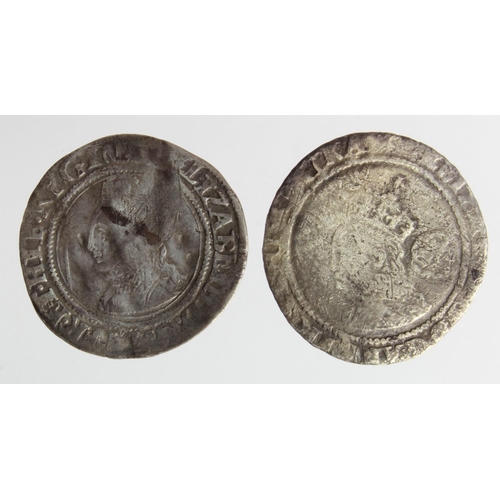 530 - Elizabeth I silver (2): Groat, Second Issue, mm. Cross crosslet, S.2556, 1.83g, multiple light creas... 