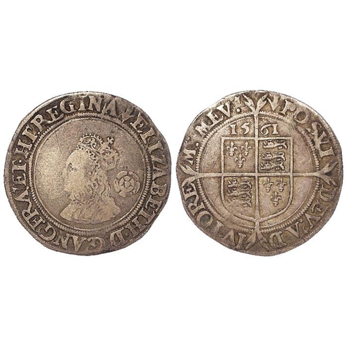 533 - Elizabeth I sixpence 1561 mm. Pheon, F/GF