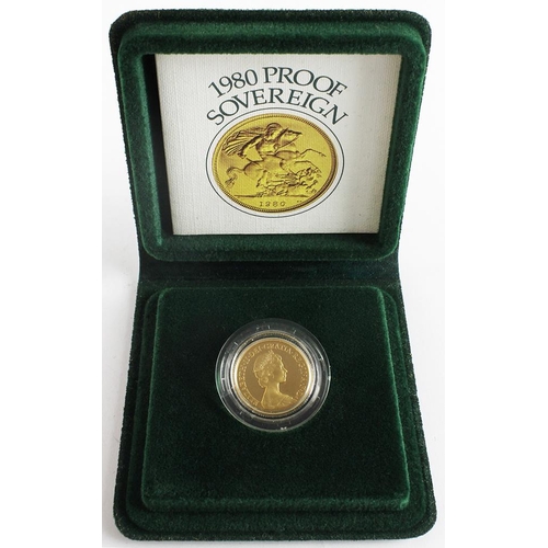 54 - Sovereign 1980 Proof aFDC cased as issued