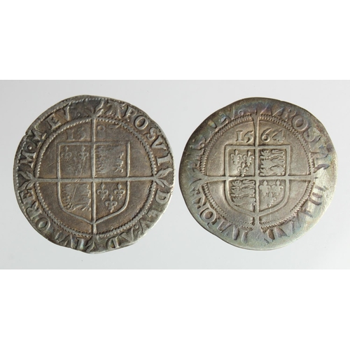 540 - Elizabeth I sixpences (2): 1564 mm. Pheon, large bust, S.2561B, Fair/Fine, and 1583 mm. A over Bell,... 