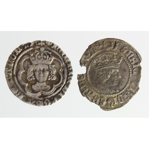 569 - Henry VII silver halfgroats (2): Canterbury mm. Tun S.2211, 1.55g, no stops, short of flan aVF; alon... 
