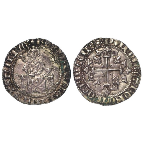 585 - Italian State Naples, Robert II 1309-43 silver Gigliato, Gnecchi 3514, 3.85g. Toned GVF, light corro... 