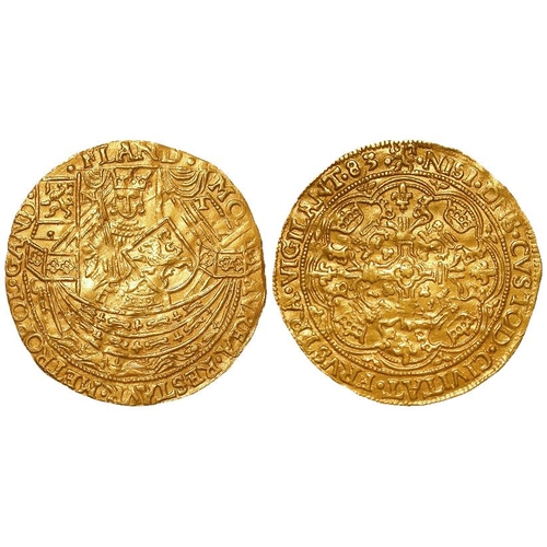 601 - Low Countries, Ghent gold Noble 1583 (Delmonte 538), 6.72g, slightly crinkled GVF. Ex Baldwin's Auct... 