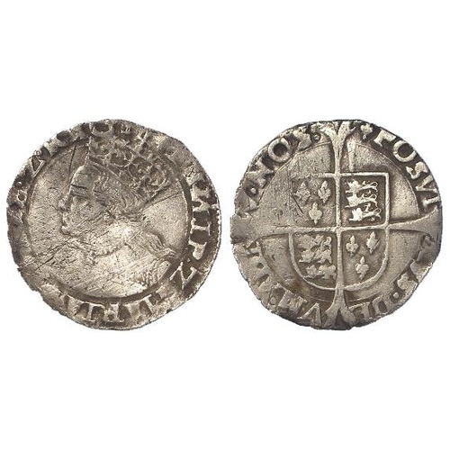 606 - Philip & Mary silver groat 1554-58, mm. Lis, S.2508, 1.79g. Slightly warped and scuffed F-GF