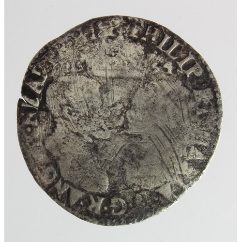 607 - Philip & Mary silver shilling 1554, S.2500, 4.16g. Fair.