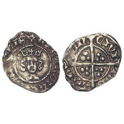 610 - Richard II silver halfpenny of London, fishtail letters, S.1700, 0.53g, VF
