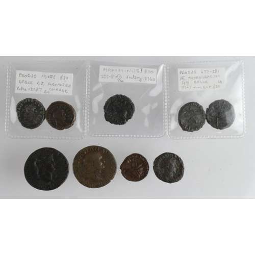 612 - Roman (9) Empire and Provincial bronze and billon, mixed grade.