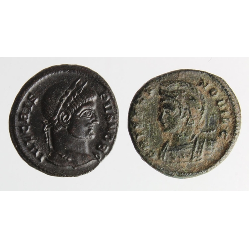 617 - Roman Imperial (2) AE centenionales of Crispus, nVF and EF