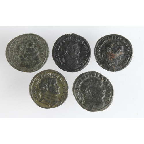 626 - Roman Imperial AE folles (5) of Maximian and Constantius, F-VF