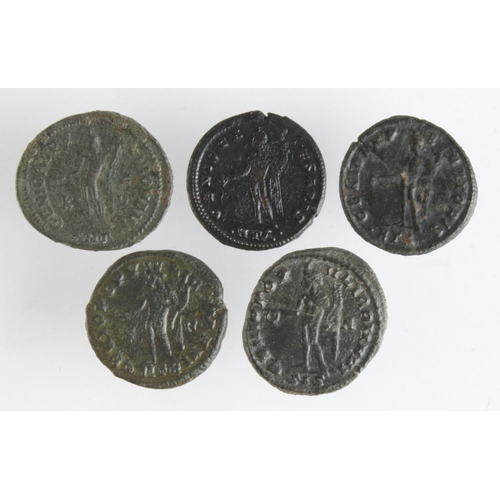 626 - Roman Imperial AE folles (5) of Maximian and Constantius, F-VF