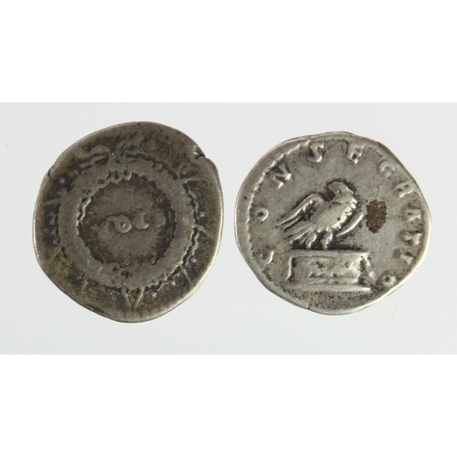 627 - Roman Imperial silver denarii (2): Vespasian, Rome 73 AD, SPQR in wreath type BMC 103, Cohen 516, RI... 