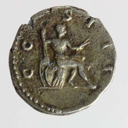 635 - Roman Imperial: Hadrian AR denarius, Rome, Herakles seated r. type RIC 149; 2.40g, porous aVF