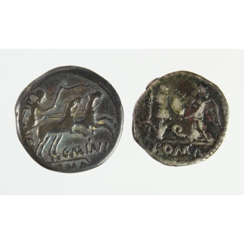 659 - Roman Republican silver (2): C. Maianus denarius, Rome 153 BC, Roma r. / Victory in biga r., Cr. 203... 