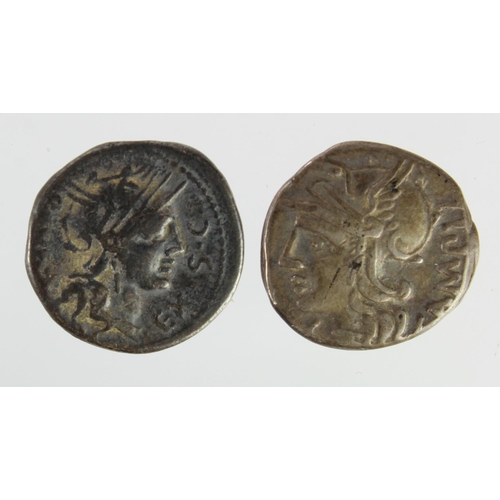 660 - Roman Republican silver denarii (2): M. Baebius Q.f. Tampilus, Rome 137 BC, Roma l. / Quadriga r., C... 