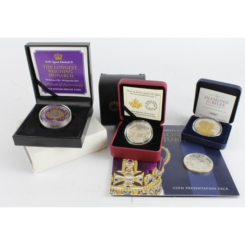 673 - British Commonwealth cased commemorative coins and sets (5) various including silver.