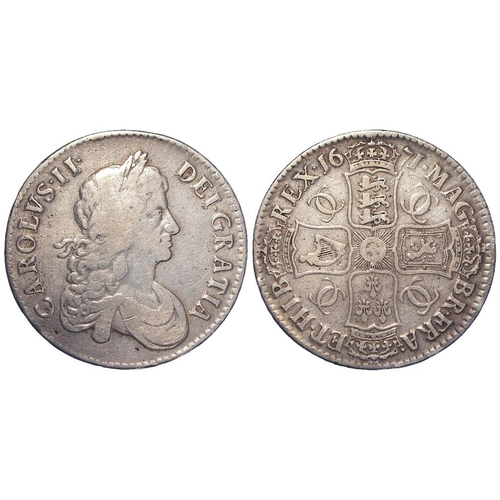 70 - Crown 1671 V. Tertio, second bust, S.3357, GF