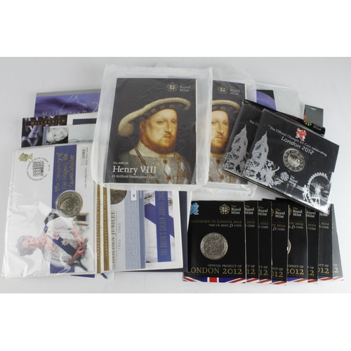 782 - GB Royal Mint BU commemorative coin presentation packs (27) all cupro-nickel £5, including 10x Olymp... 