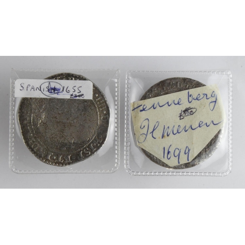 843 - Shipwreck silver thalers (2): One of Spanish Netherlands 1655, the other of German State Henneberg-I... 