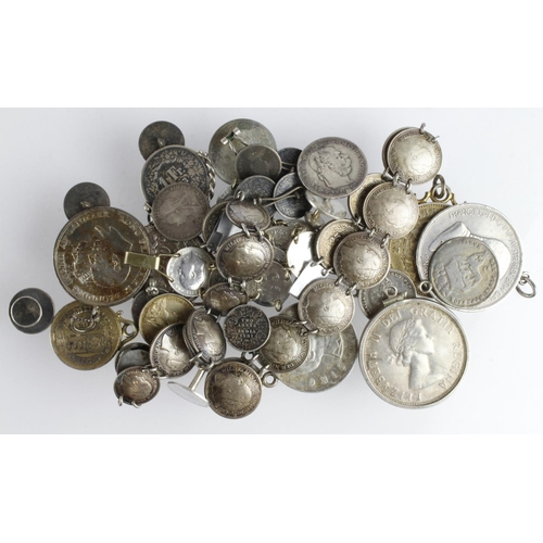 865 - World Silver Coins 250g all mounted.