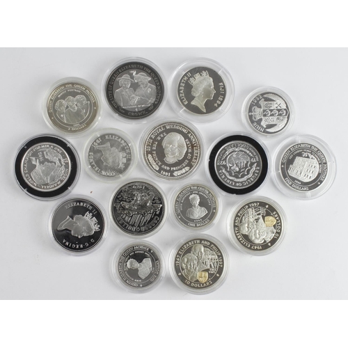 870 - World silver Proofs (15) Halfcrown - Crown sizes, aFDC/FDC in hard plastic capsules