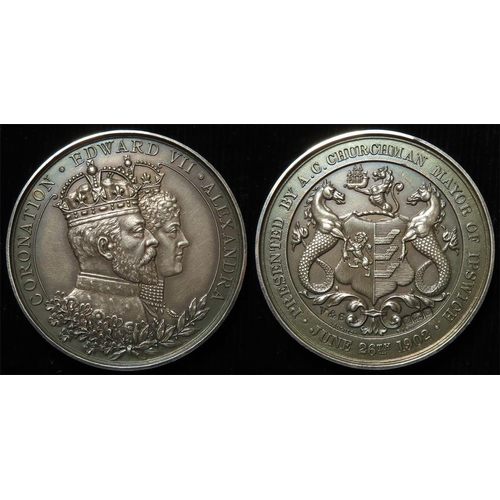 887 - British Commemorative Medal, hallmarked silver d.39mm, 30.40g: Edward VII Coronation 1902, Ipswich l... 